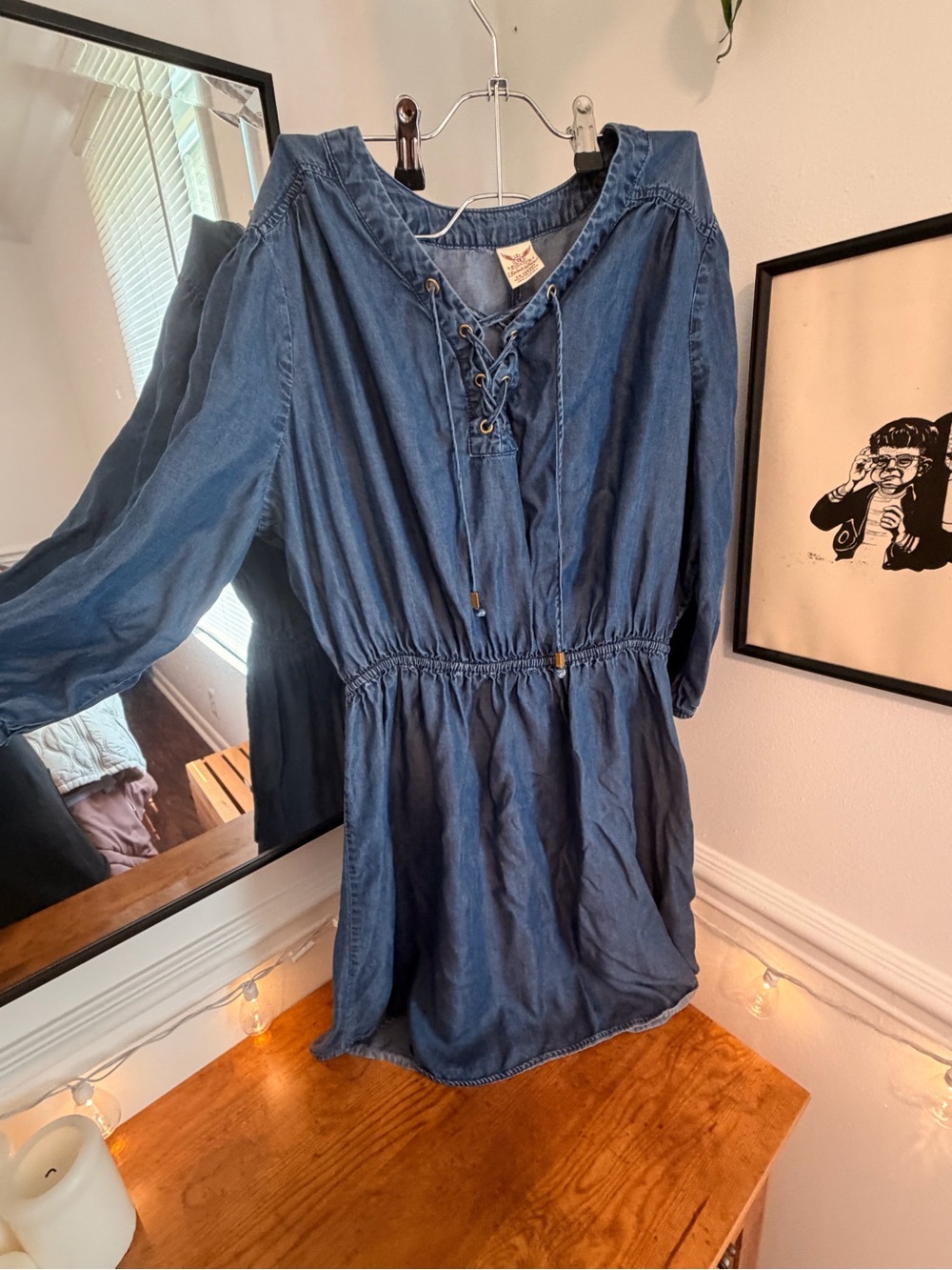 Faded Glory Indigo Lace-Up Tunic Dress